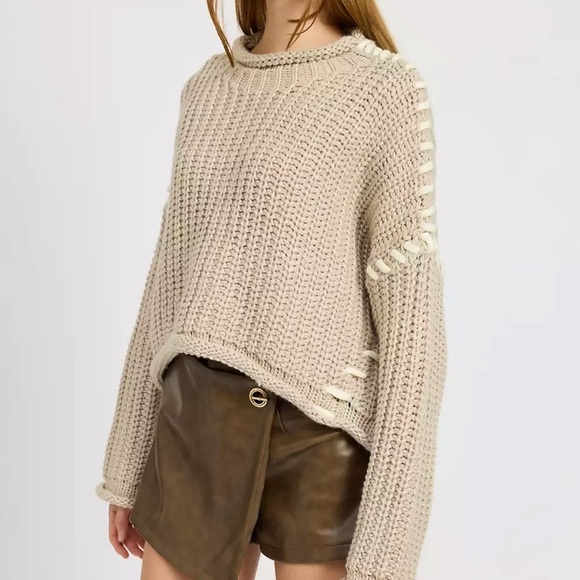 En Saison Sweaters - En Saison Textured Beige Sweater